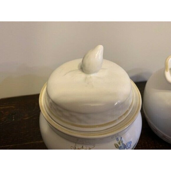 Vintage Made in Japan Stoneware Pottery Creamer and Sugar Set Floral Design - Picture 7 of 9